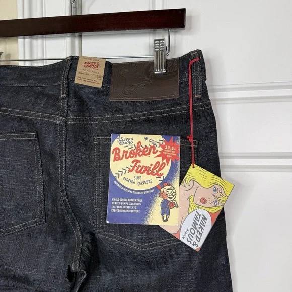 Naked & Famous Broken Twill Slub Stretch Selvedge Super Guy Men's 31 (33/34) NEW - Picture 7 of 11